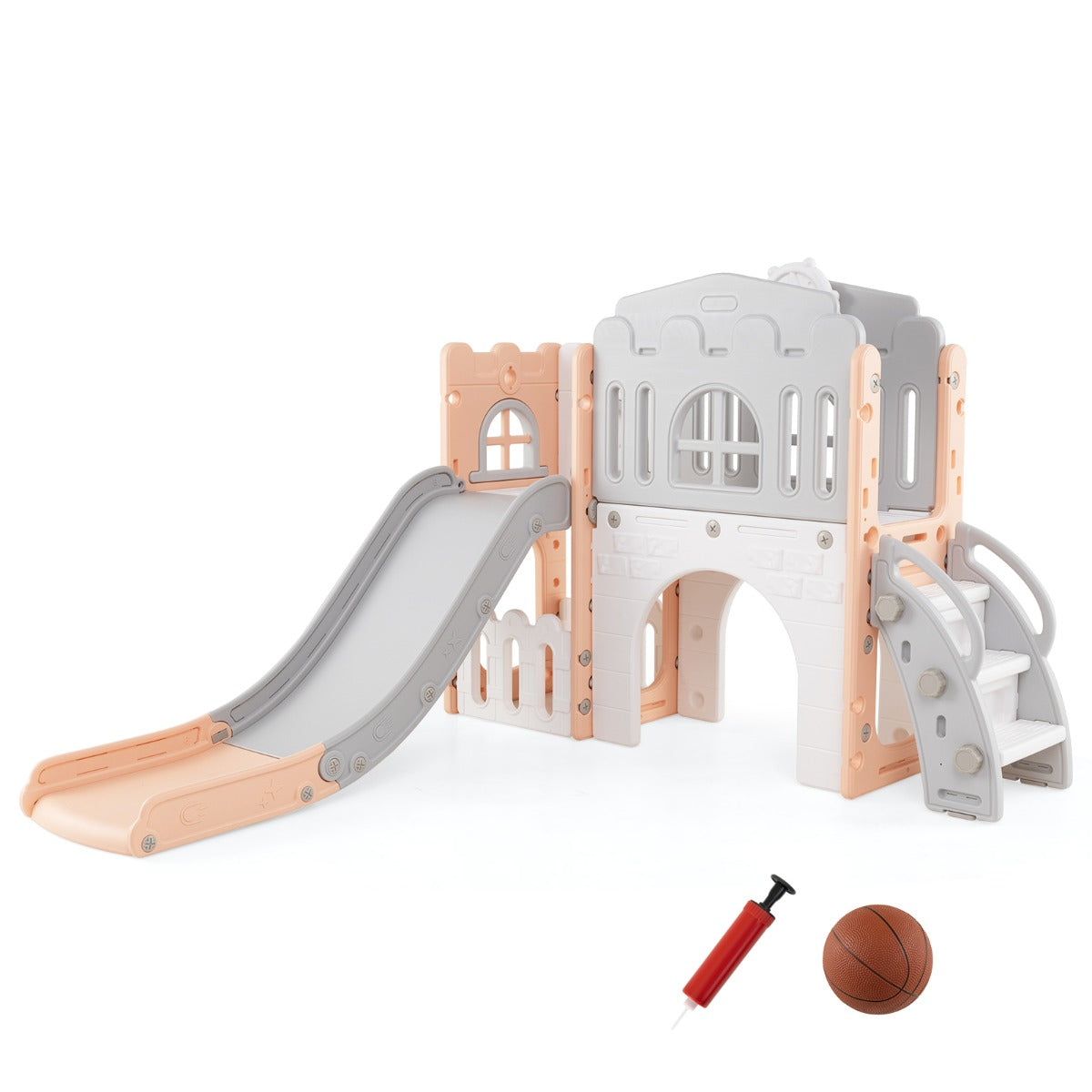 LIVSK 9-in-1 Peuterrutsche met Basketbalring - Veilig HDPE Materiaal - Inclusief Stuurwiel en Tunnel - Voor Kinderen 1+ -