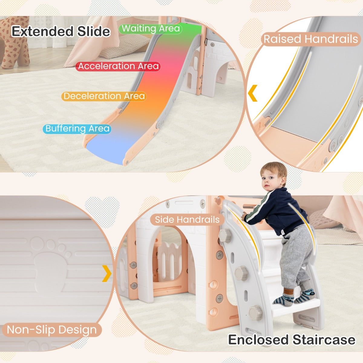 LIVSK 9-in-1 Peuterrutsche met Basketbalring - Veilig HDPE Materiaal - Inclusief Stuurwiel en Tunnel - Voor Kinderen 1+ -