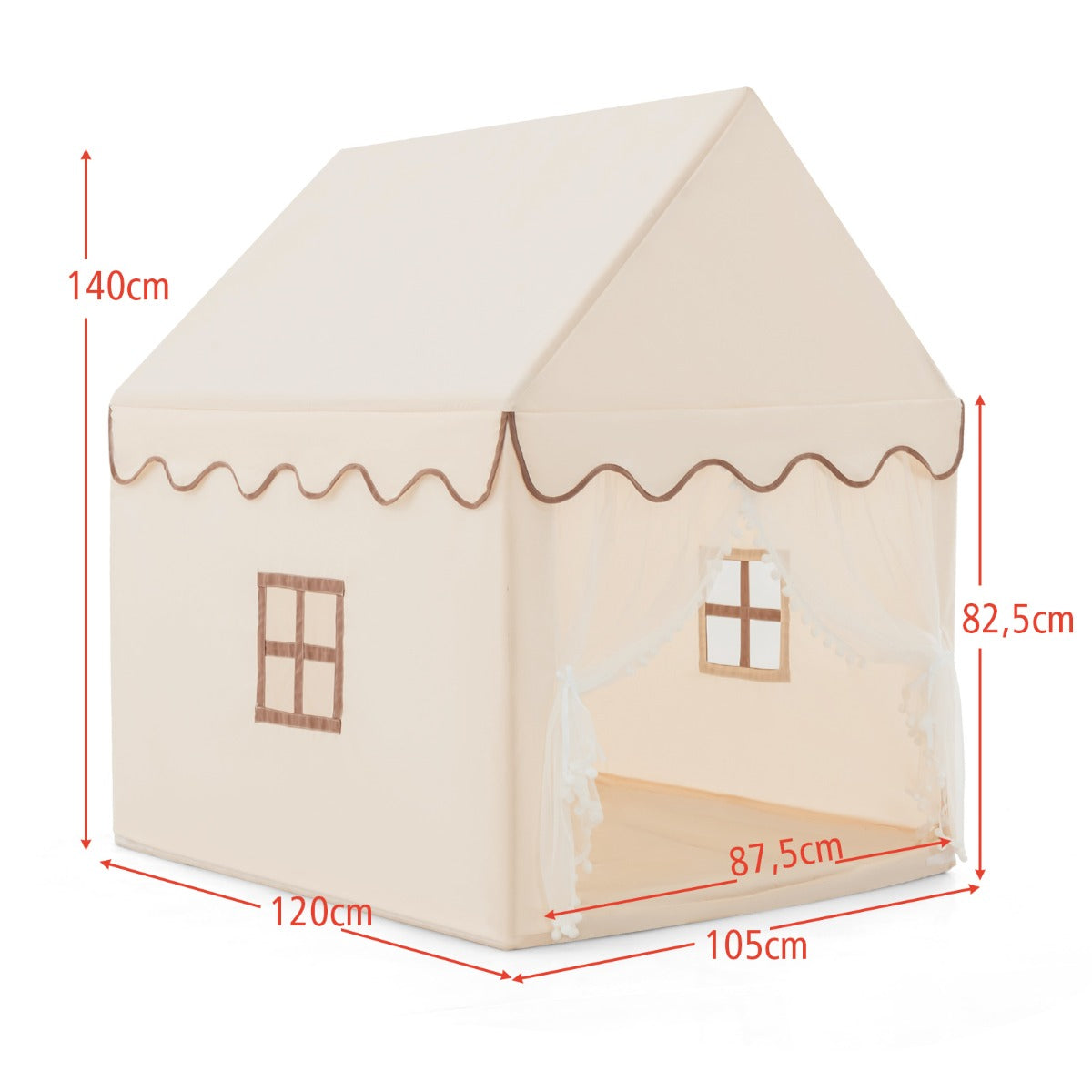 LIVSK Stevig Kinder Speelhuisje - Ruim Houten Frame - Inclusief Zachte Mat - Voor Binnen en Buiten - 120 x 105 x 140 cm - Geel +