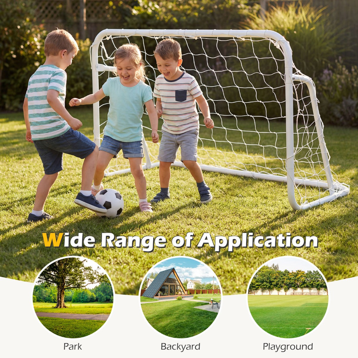 Livsk costway kinder voetbaldoel mini metalen voetbaldoel met net grondankers voor veld tuin