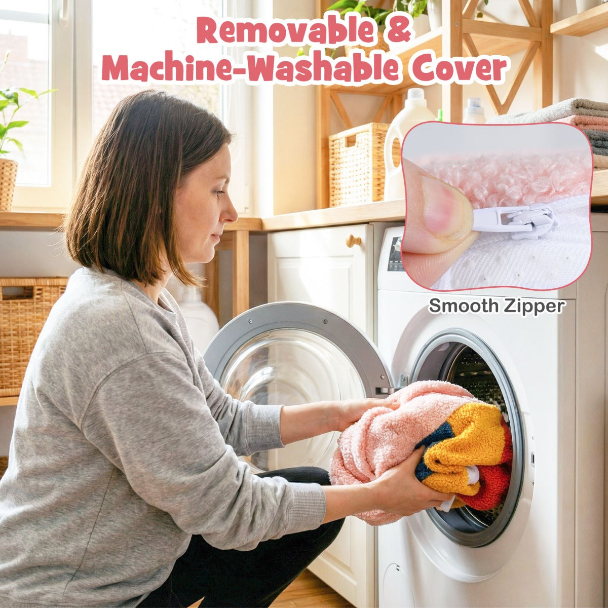 Livsk costway kinderbank ergonomische kinderstoel met schuim met hoge dichtheid en teddypluche kinderbank met wasbare hoes en antislip onderkant