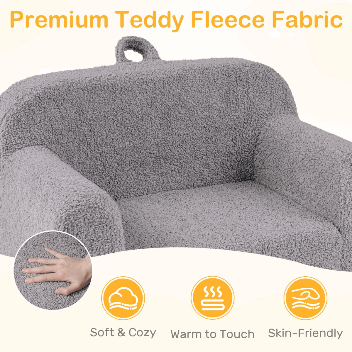 Livsk costway kinderbank minibank met armleuningen en rugleuning gestoffeerde kinderfauteuil met zachte fleecebekleding leesfauteuil voor kinderen 62 x 40 x 41 cm