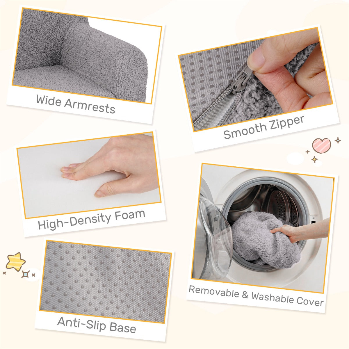 Livsk costway kinderbank minibank met armleuningen en rugleuning gestoffeerde kinderfauteuil met zachte fleecebekleding leesfauteuil voor kinderen 62 x 40 x 41 cm