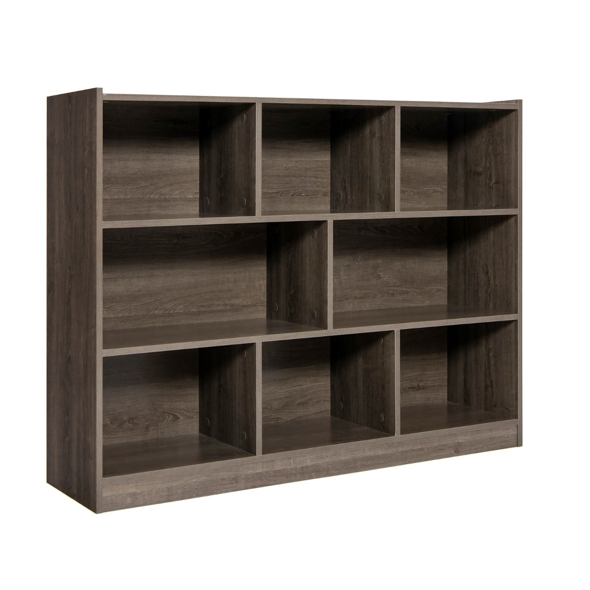 LIVSK Boekenkast met 8 Vakken - Duurzaam Gelamineerd Hout - Flexibel Ontwerp - Eenvoudige Montage - 122 x 32 x 93 cm - Grijs