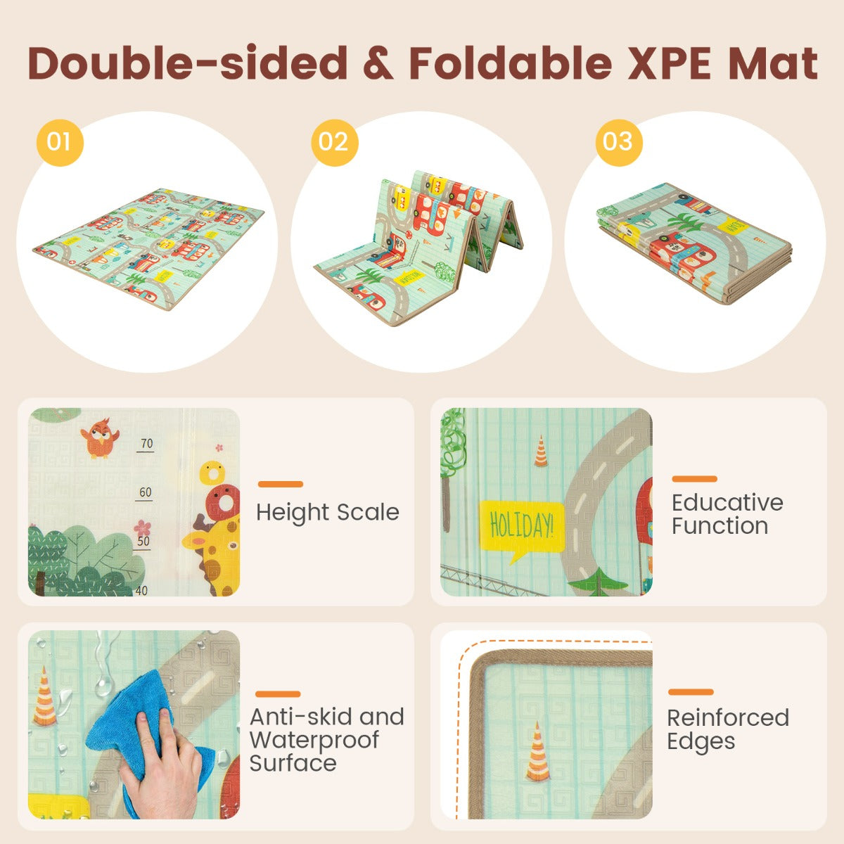 Livsk costway kinderbox opvouwbaar box met matras 50 speelballen basketbalmand voetbalnet kruiprooster met ademend net 188 x 157 cm lichtgrijs 5