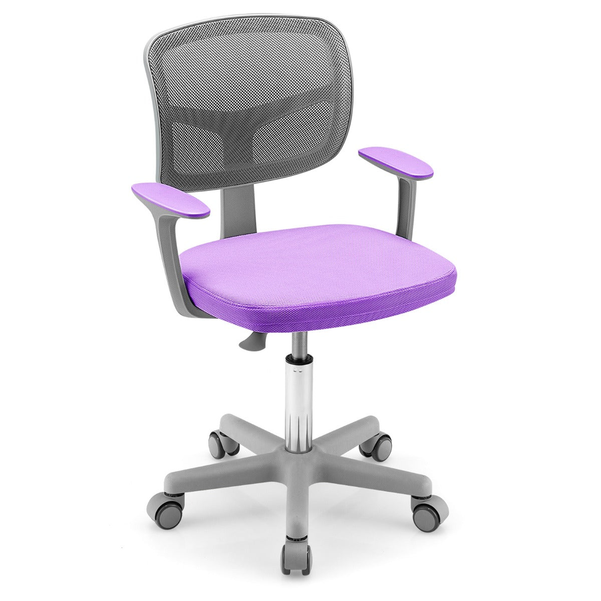 LIVSK Kinderbureaustoel - Ergonomisch Ontwerp - In Hoogte Verstelbaar 80-91,5 cm - 360° Draaibaar - Gewatteerde Zitting - Violet