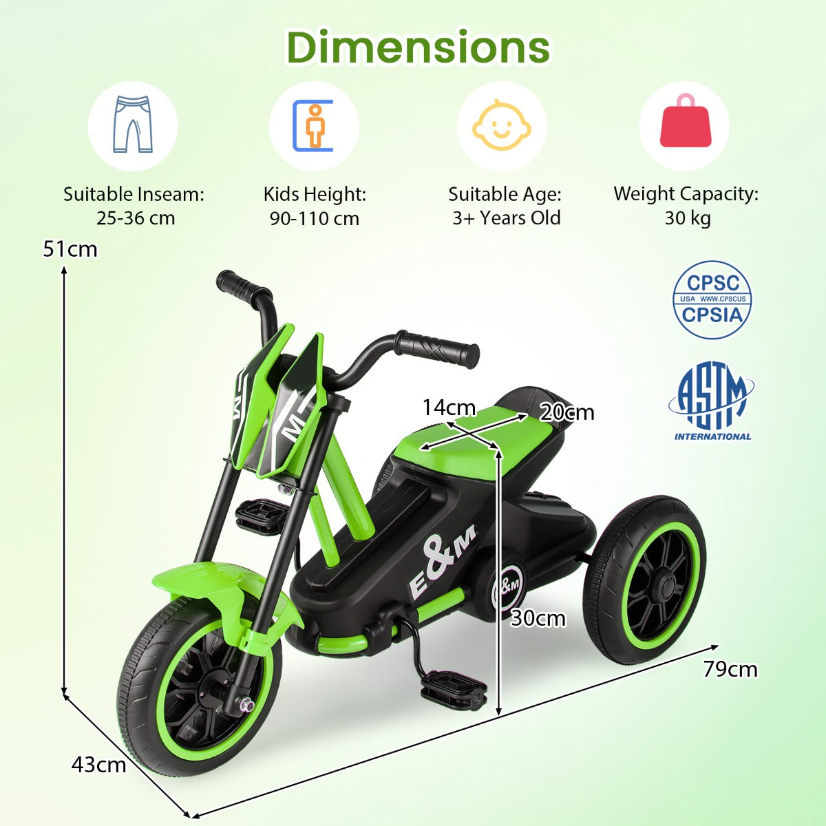 Livsk costway kinderdriewieler een driewielige kinderfiets geschikt voor kinderen vanaf drie jaar groen 2