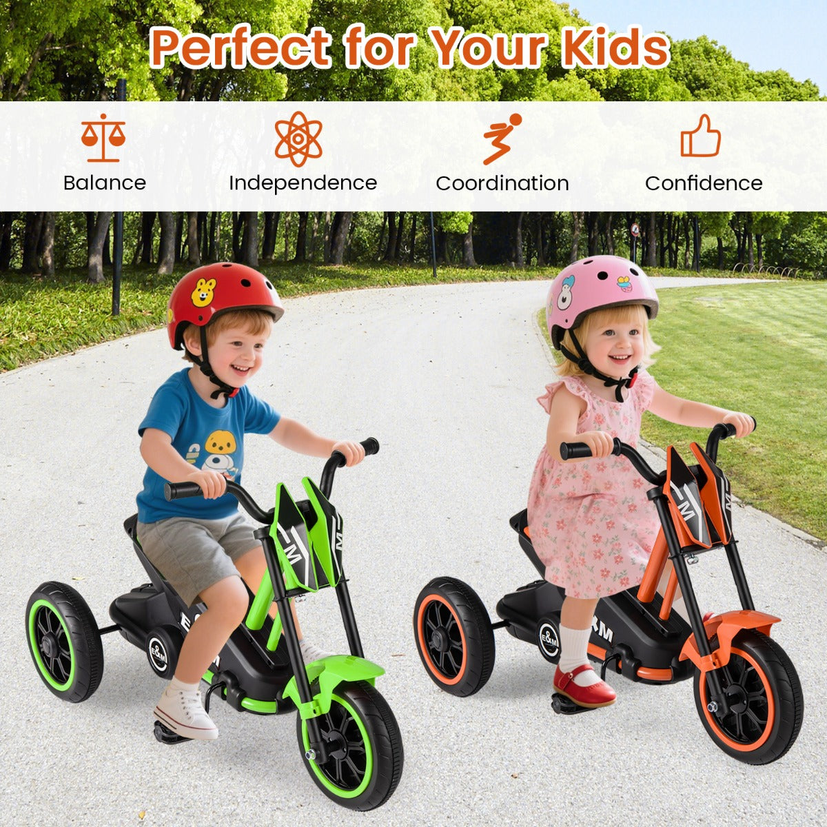 Livsk costway kinderdriewieler een driewielige kinderfiets geschikt voor kinderen vanaf drie jaar oranje 6