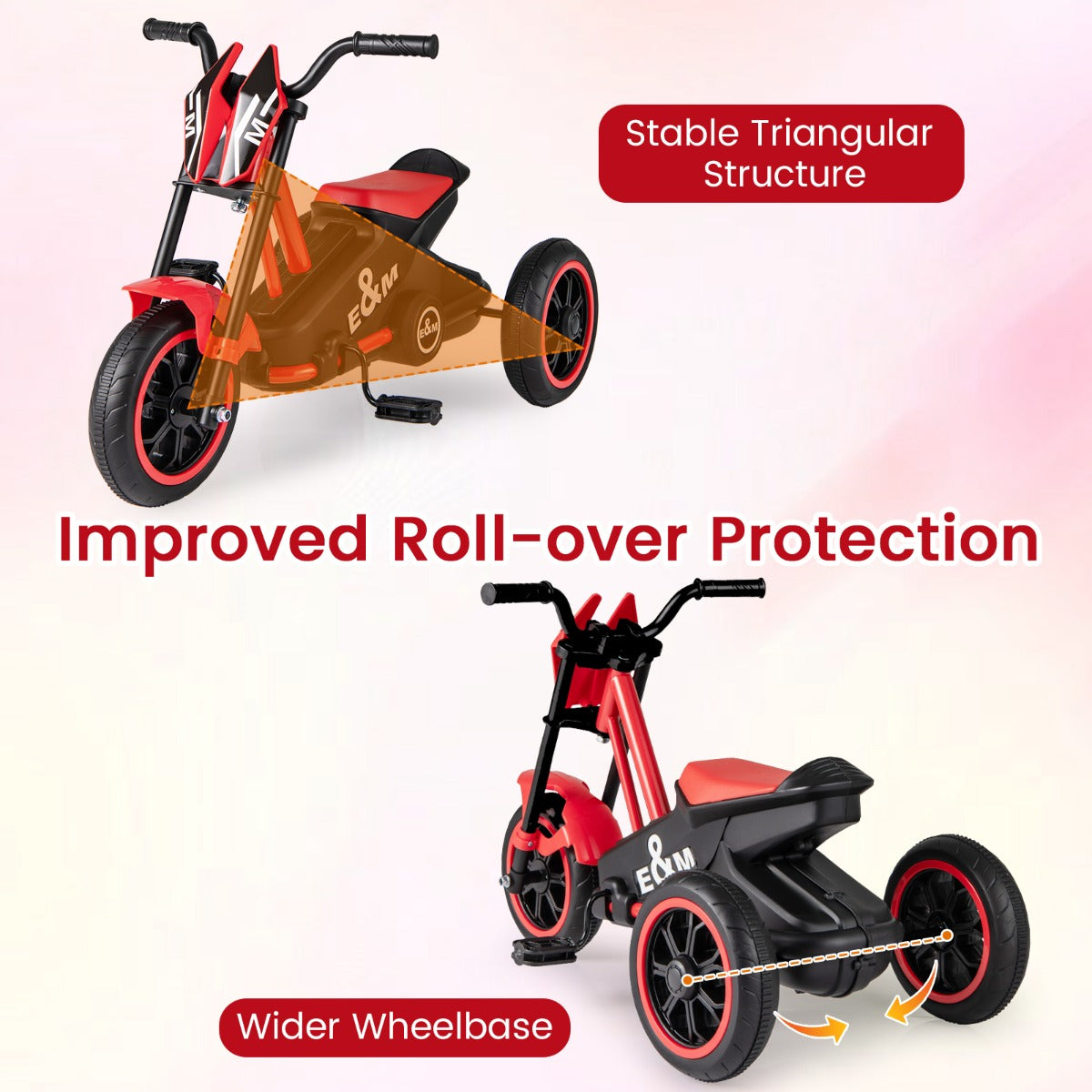 Livsk costway kinderdriewieler een driewielige kinderfiets geschikt voor kinderen vanaf drie jaar rood 3