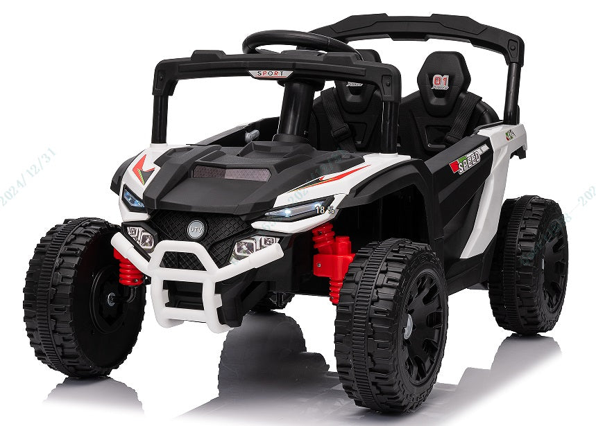 LIVSK Elektrische Kinderauto met Afstandsbediening - 2 Besturingsmodi - LED-koplampen - Tot 30 kg - 90 x 58 x 54 cm - Wit