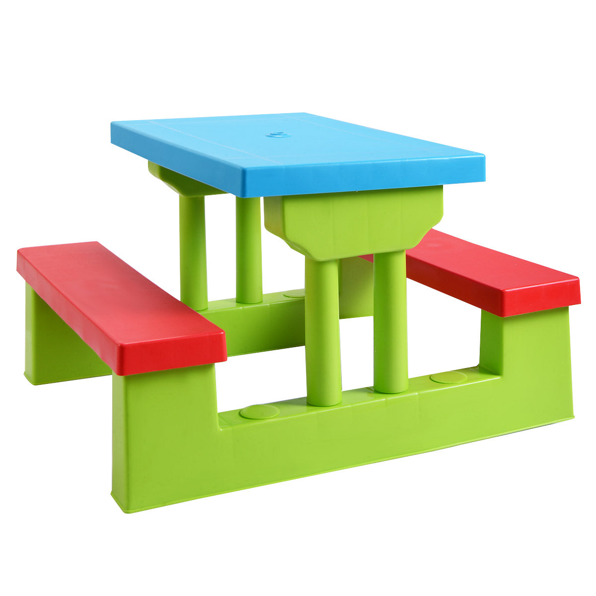 Livsk costway kinderen picknicktafel set met parasol 170t nylon afneembare opvouwbare paraplu multifunctionele kinderen spelen tafel 1