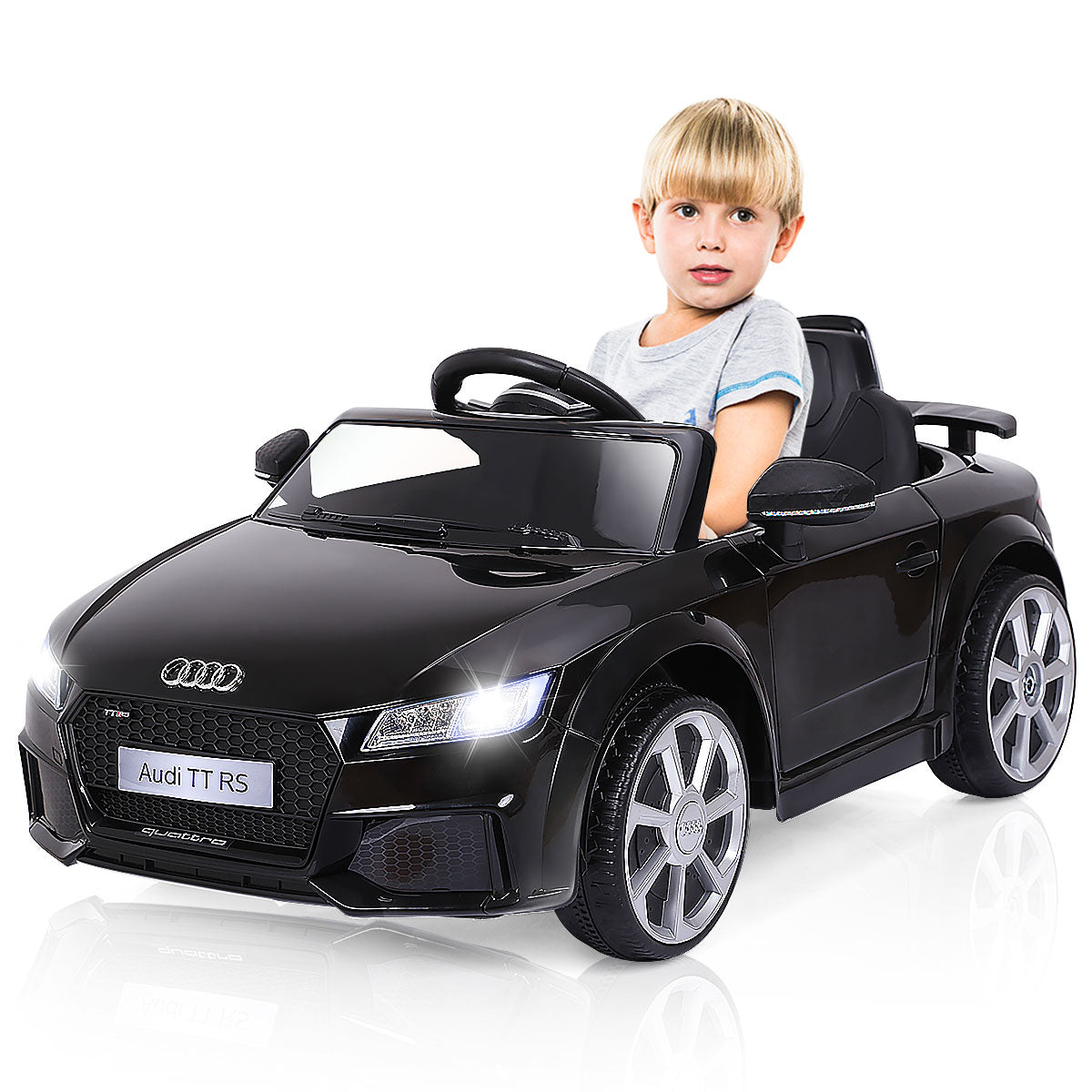 LIVSK Elektrische Kinderauto met Afstandsbediening - MP3 en USB - Veiligheidsgordel - 3-5 km/u - 104 x 63,5 x 45,5 cm - Zwart
