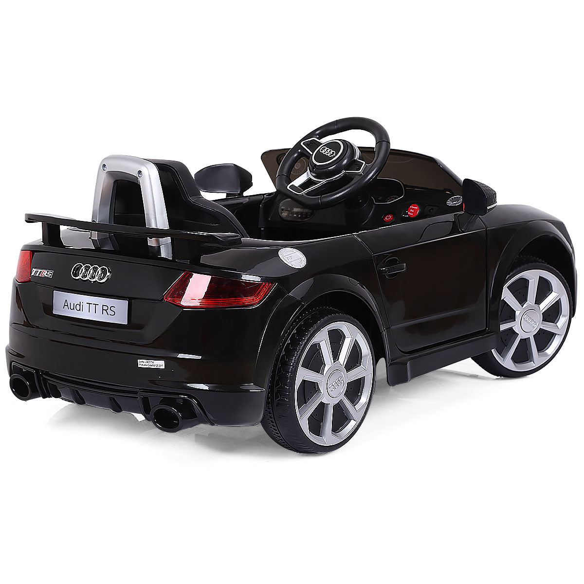 LIVSK Elektrische Kinderauto met Afstandsbediening - MP3 en USB - Veiligheidsgordel - 3-5 km/u - 104 x 63,5 x 45,5 cm - Zwart