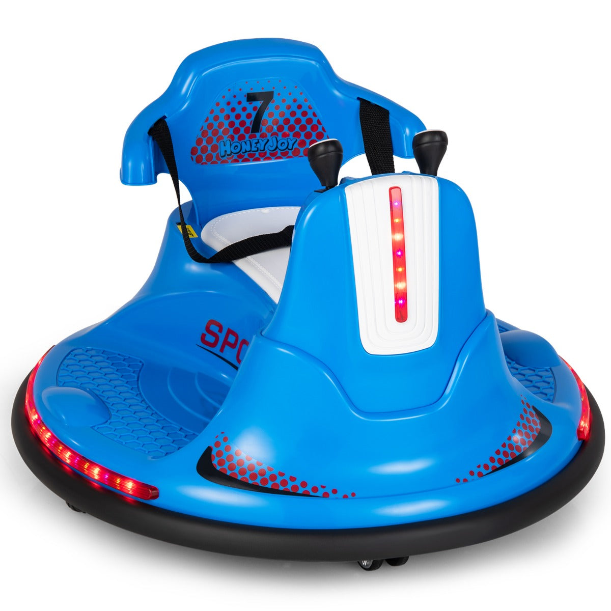 LIVSK Elektrische Botsauto voor Kinderen - Dubbele Joysticks - LED Verlichting - 360° Draaien - Veiligheidsgordel - Blauw