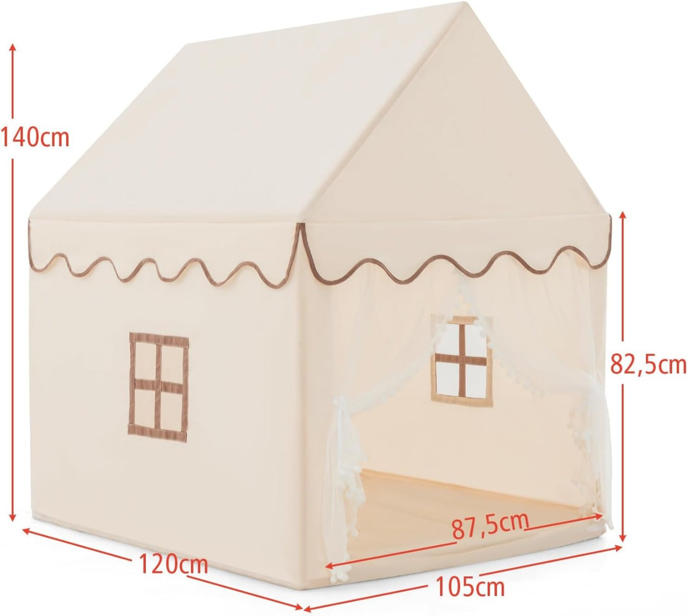 LIVSK Kinderspeeltent - Stabiel Grenenhouten Frame - Katoenen Deken - Ademend - Veilig en Comfortabel - 120 x 105 x 140 cm - Beige