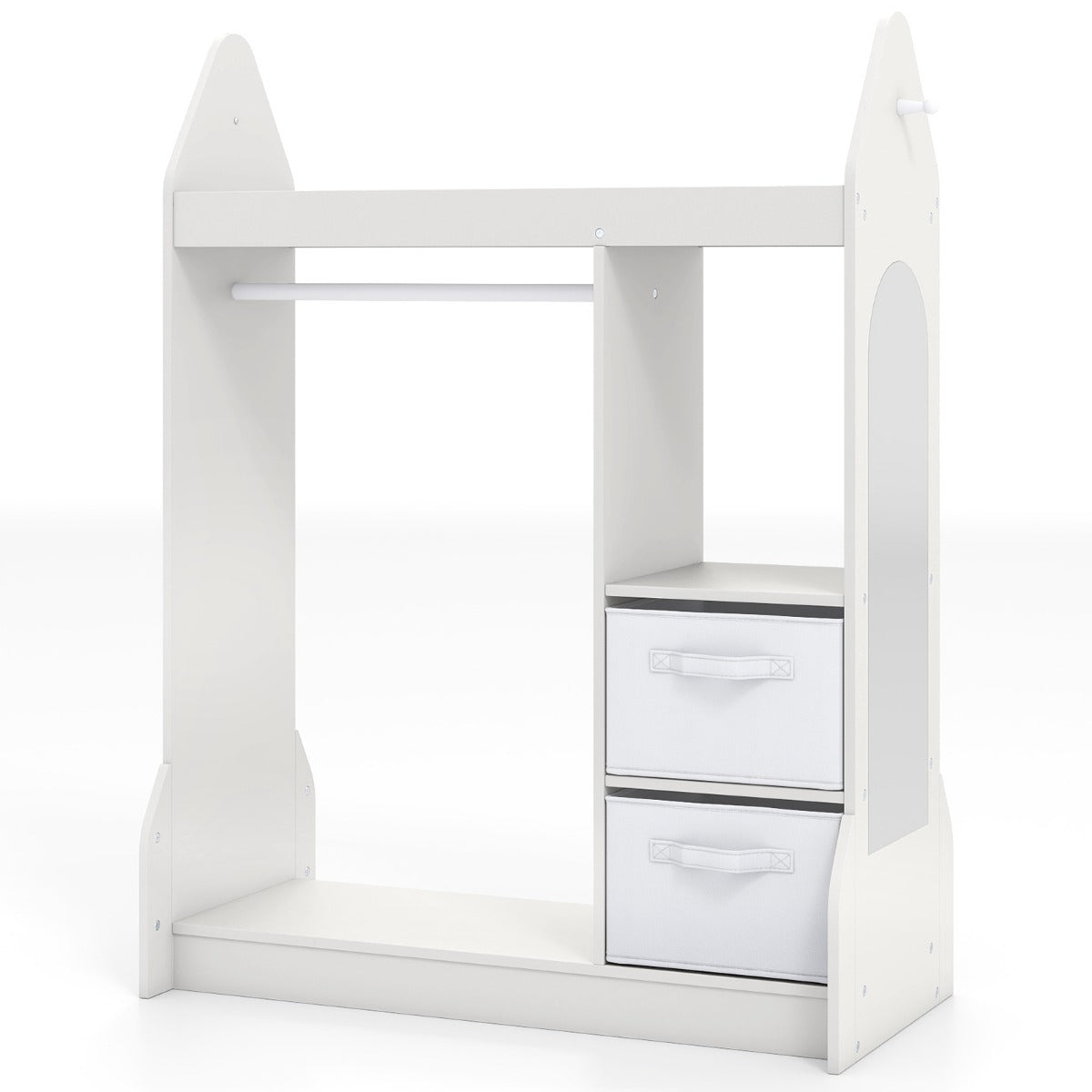Livsk costway kinderkast verkleedcentrum met acrylspiegel kleerhanger bovenplank en open planken wit