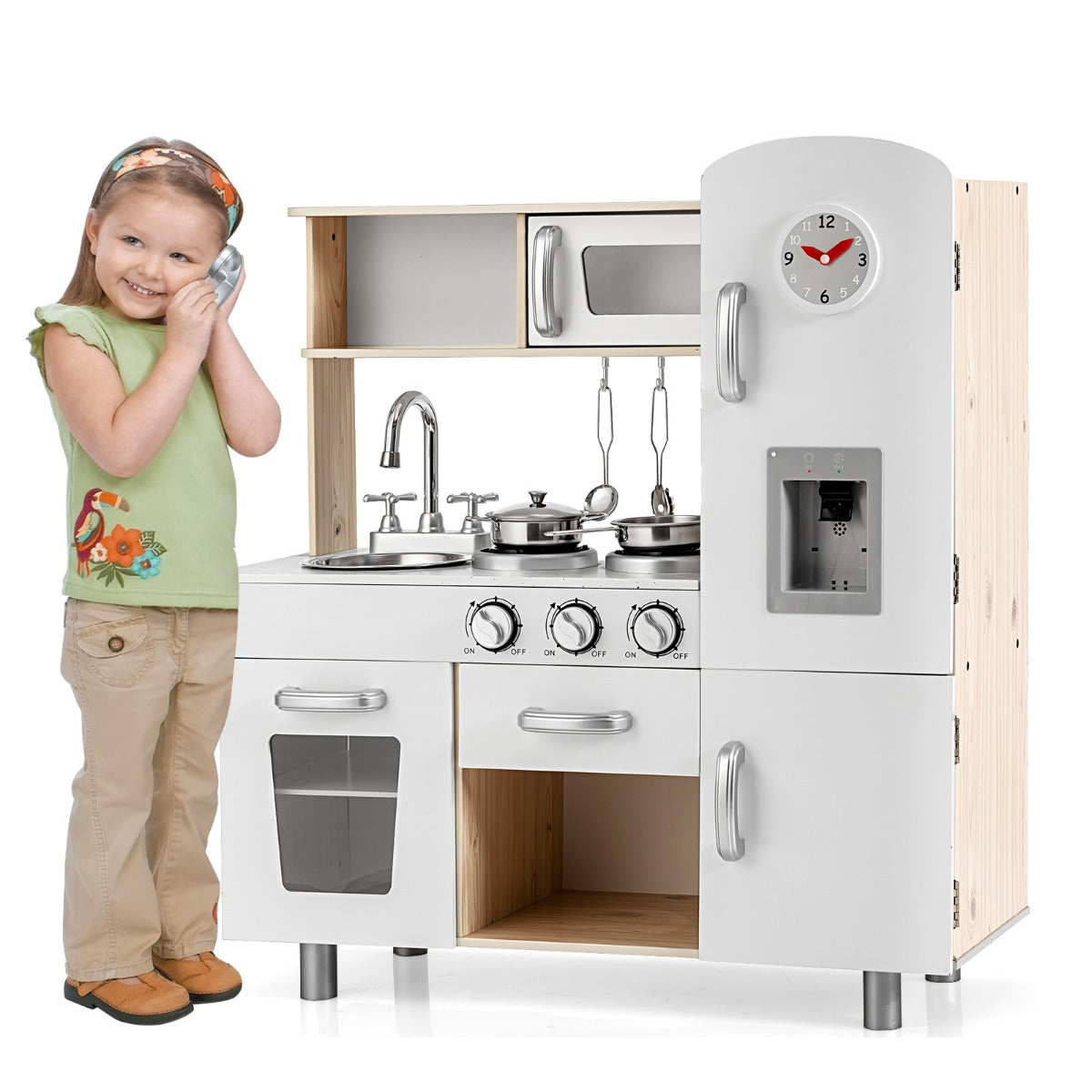 LIVSK Realistische Kinderkeuken - Fornuis, Gootsteen, Koelkast - Educatief Speelgoed met Accessoires - Voor Kinderen - Wit