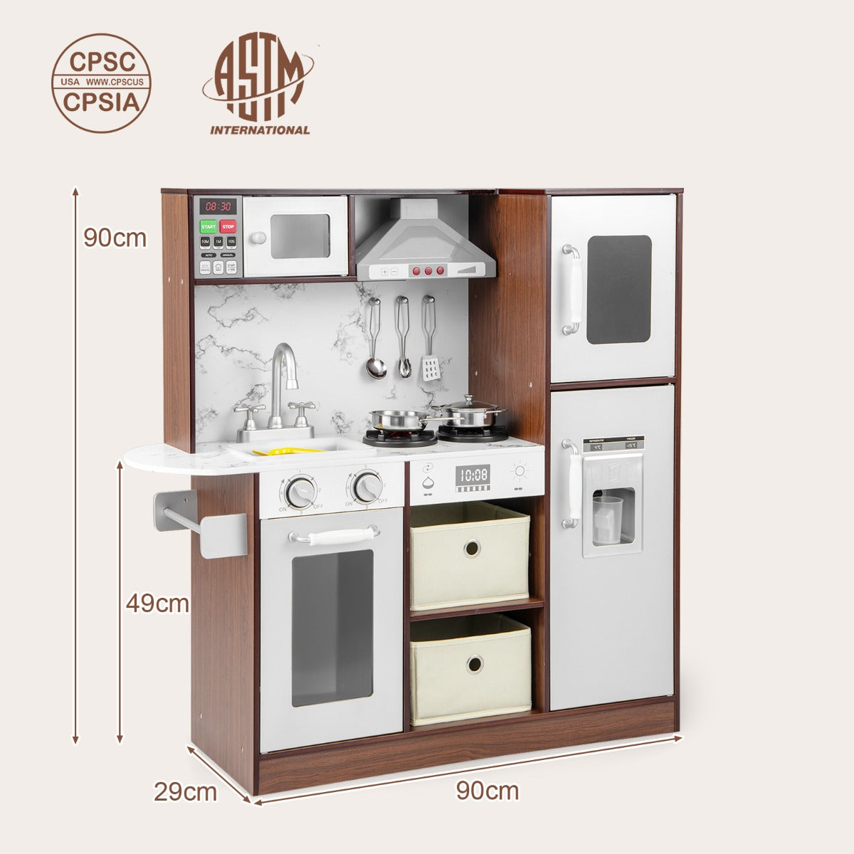 LIVSK Kinderkeuken met Licht- en Geluidseffecten - Inclusief Keukengerei en Opbergruimte - Voor Kinderen vanaf 3 jaar - Koffie