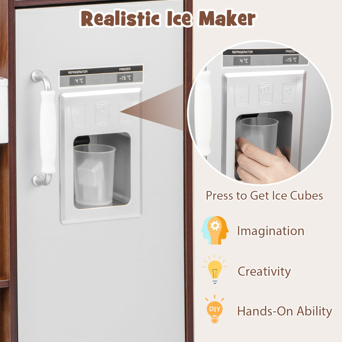 LIVSK Kinderkeuken met Licht- en Geluidseffecten - Inclusief Keukengerei en Opbergruimte - Voor Kinderen vanaf 3 jaar - Koffie