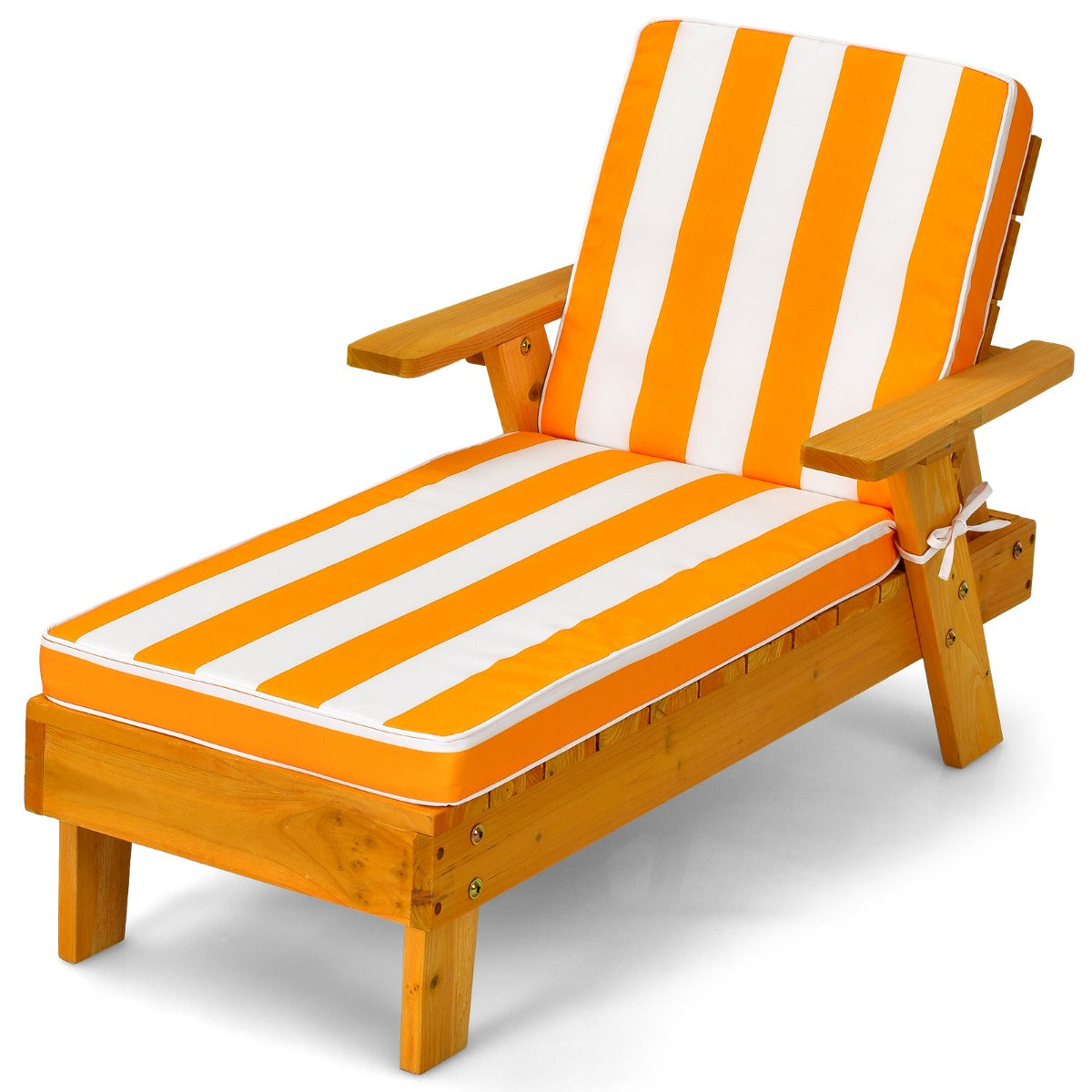 LIVSK Buiten Ligstoel voor Kinderen - Massief Sparrenhout - Verstelbare Parasol - Comfortabele Kussens - Geschikt voor Binnen en