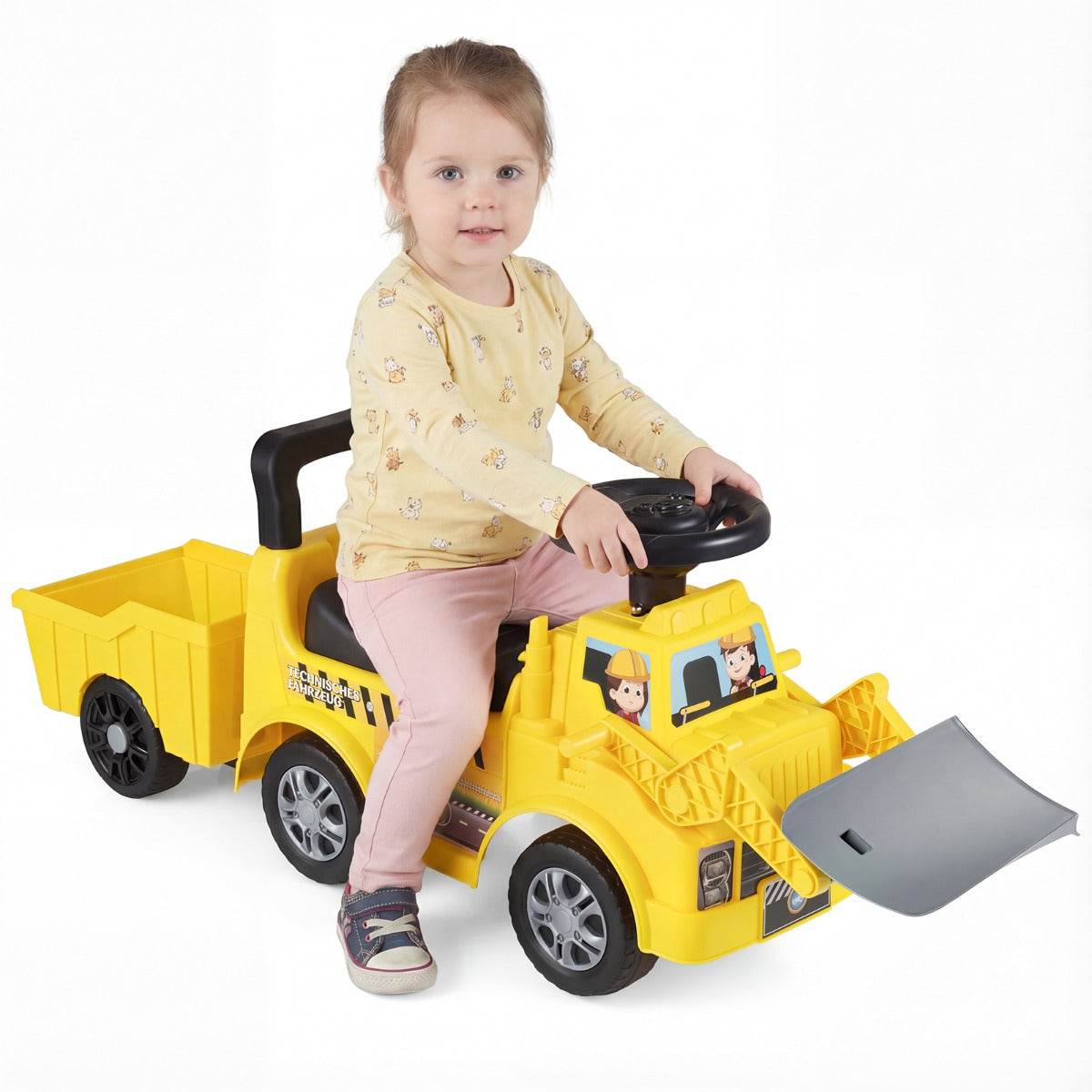 Livsk costway kinderloopfiets met aanhanger en schep kinder speelgoedauto
