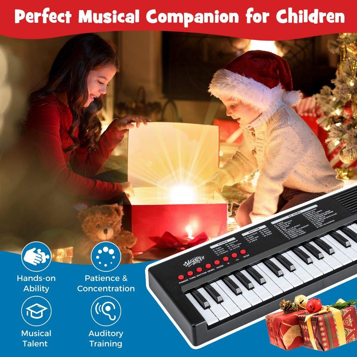 Livsk costway kinderpianoklavier draagbare elektronische piano met 37 toetsen 8 ritmes 8 tonen en 22 demosongs zwart 6