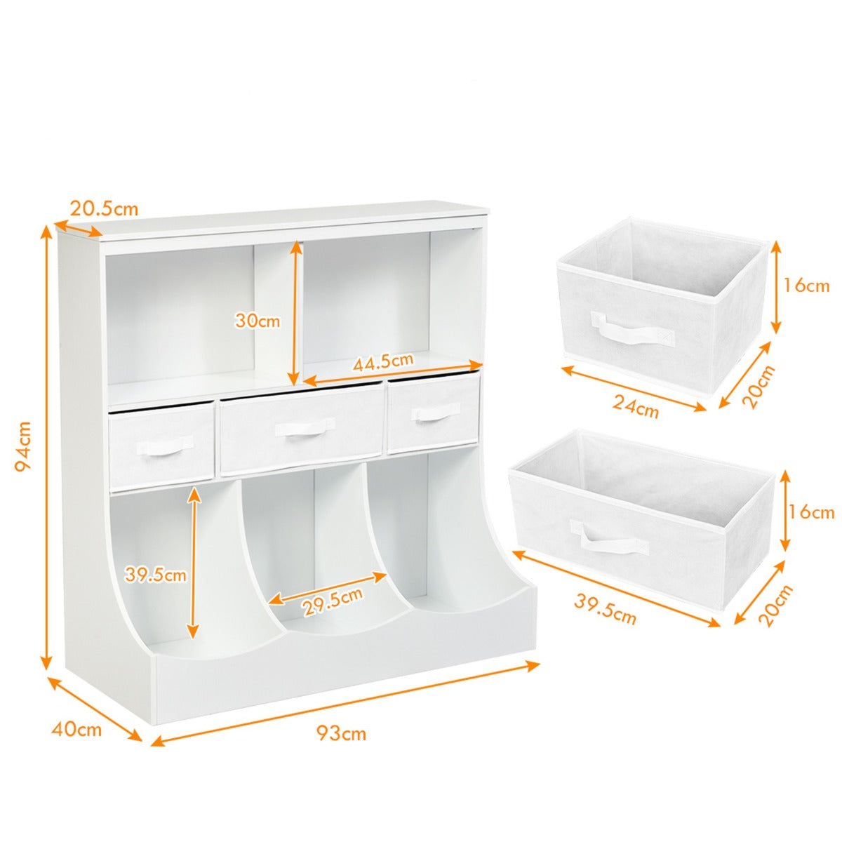 LIVSK Opbergplank met Drie Niveaus - Ruimtebesparend - Stabiel MDF - Veilige Niet-giftige Materialen - 93 x 40 x 94 cm - Wit