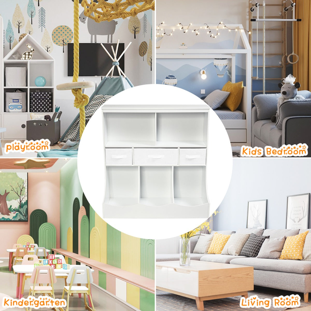 LIVSK Opbergplank met Drie Niveaus - Ruimtebesparend - Stabiel MDF - Veilige Niet-giftige Materialen - 93 x 40 x 94 cm - Wit