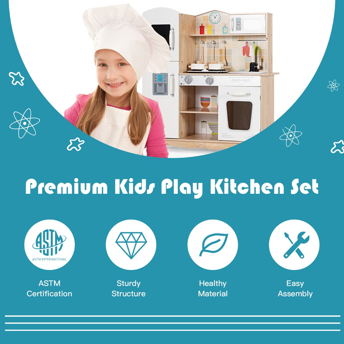 LIVSK Houten Speelkeukenset - Realistische Geluiden - Veilig MDF - Veel Opbergruimte - Voor Kinderen van 3-7 Jaar - Wit +