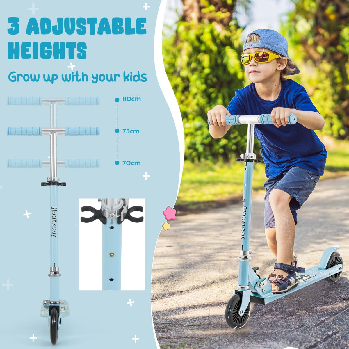LIVSK Opvouwbare Kinderstep - Verstelbaar Stuur - Knipperende LED Wielen - Veilig en Lichtgewicht - Voor Kinderen 3-8 jaar - Blauw