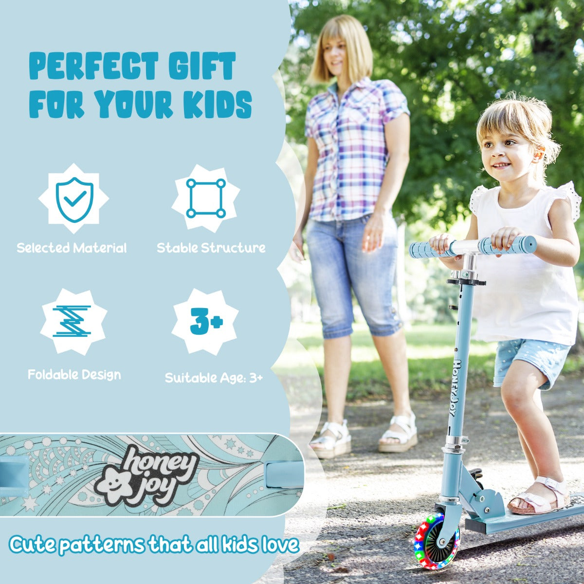 LIVSK Opvouwbare Kinderstep - Verstelbaar Stuur - Knipperende LED Wielen - Veilig en Lichtgewicht - Voor Kinderen 3-8 jaar - Blauw