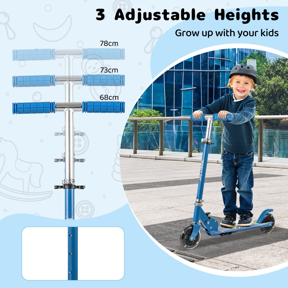 LIVSK Inklapbare Kinderstep - Verstelbaar Stuur - LED Wielen - Antislip Deck - Tot 50 kg - Roze/Blauw/Paars