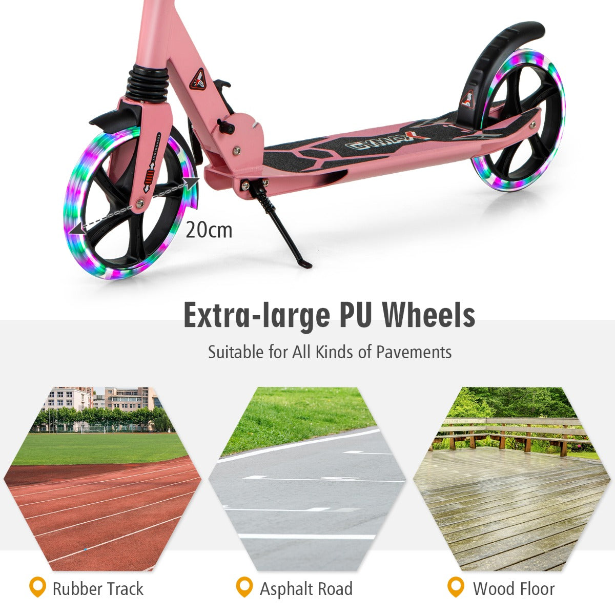 LIVSK Opvouwbare Kinderstep - Verstelbaar Stuur - LED Wielen - Aluminium - Tot 100 kg - Voor 8 jaar en ouder - Roze