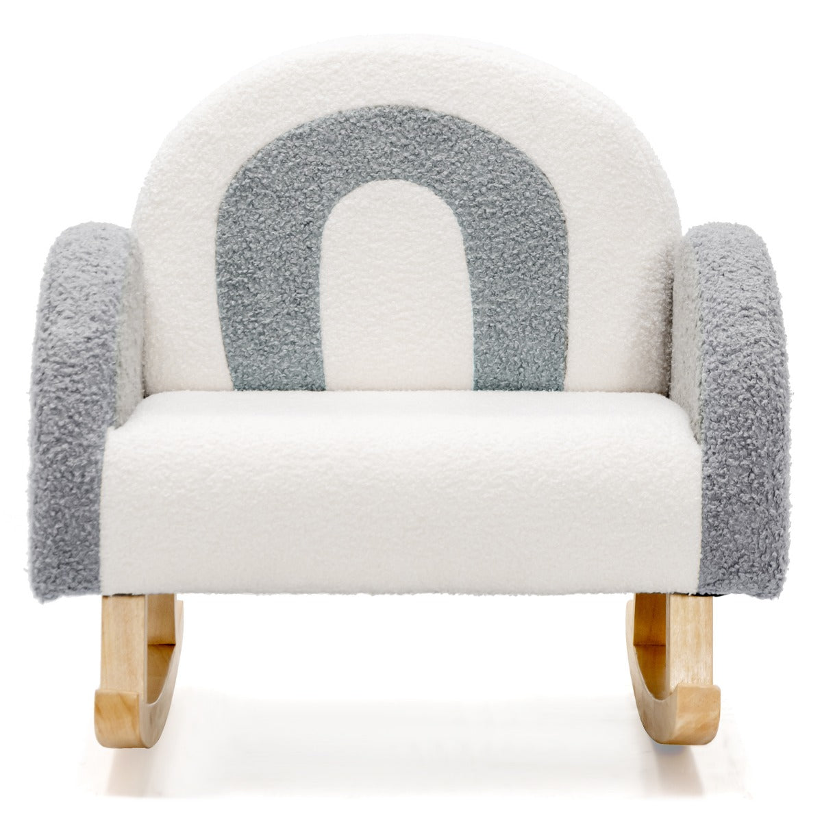LIVSK Kinderschommelstoel - Ergonomisch Design - Zachte Veloursbekleding - Massief Houten Structuur - Tot 50 kg - Grijs
