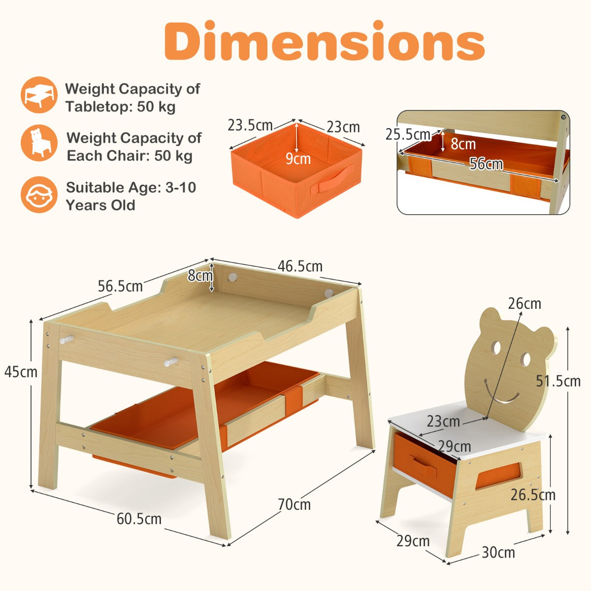 Livsk costway kindertafel met 2 stoelen 5 in 1 schattige kinderbureau set met omkeerbaar schoolbord whiteboard 4 haken opbergruimte en bakjes naturel model 1