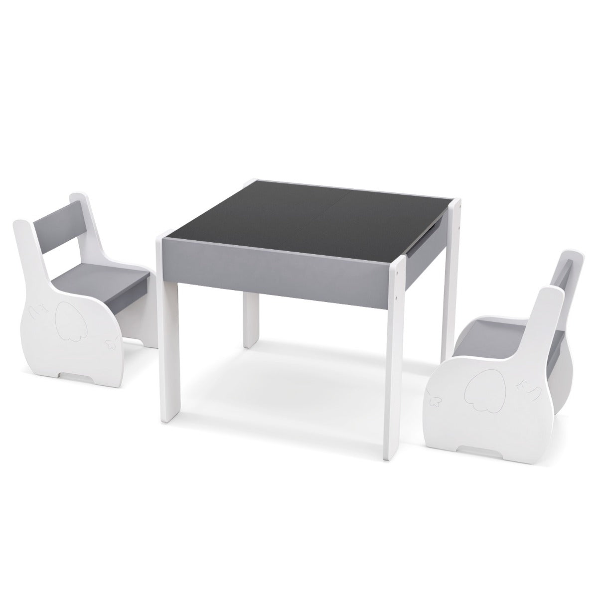 LIVSK 4-in-1 Speeltafel en Stoelen Set - Omkeerbare Platen - Ergonomische Stoelen - Ruime Opbergruimte - Voor Kinderen 3-6 jaar -