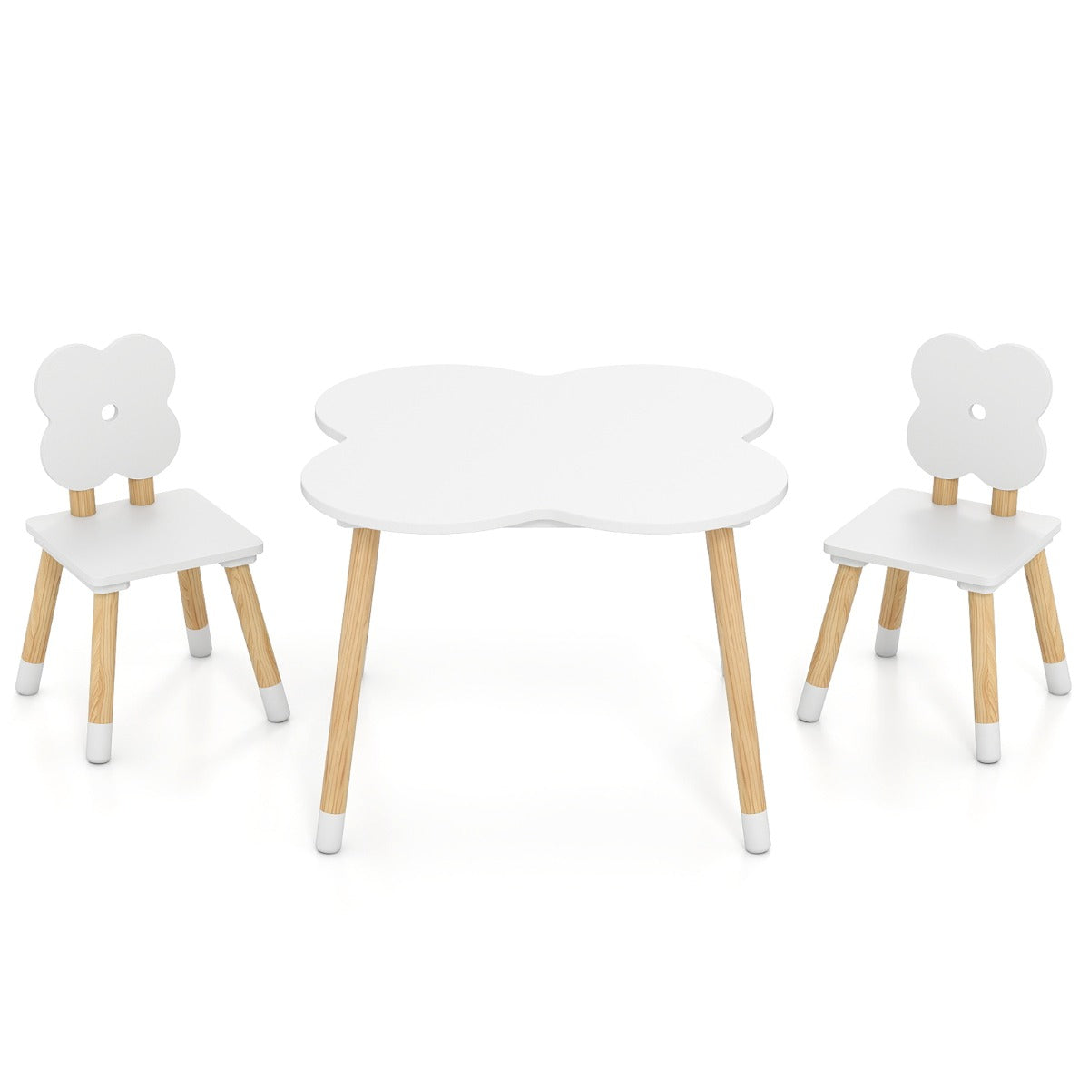 Livsk costway kindertafelset in bloemvorm houten speel en activiteiten tafel voor kinderen met 2 kindvriendelijke stoelen 1