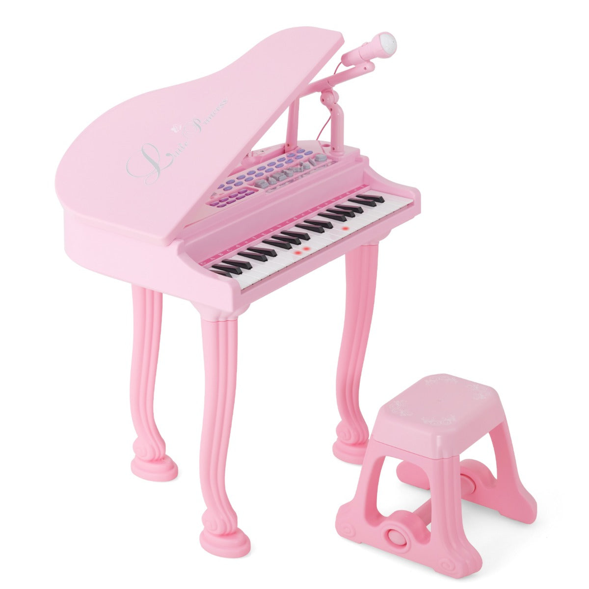 LIVSK Multifunctioneel Pianotoetsenbord Speelgoedpiano - 37 Toetsen - 8 Muziekstijlen - Led-Leer-Modus - Inclusief Microfoon -