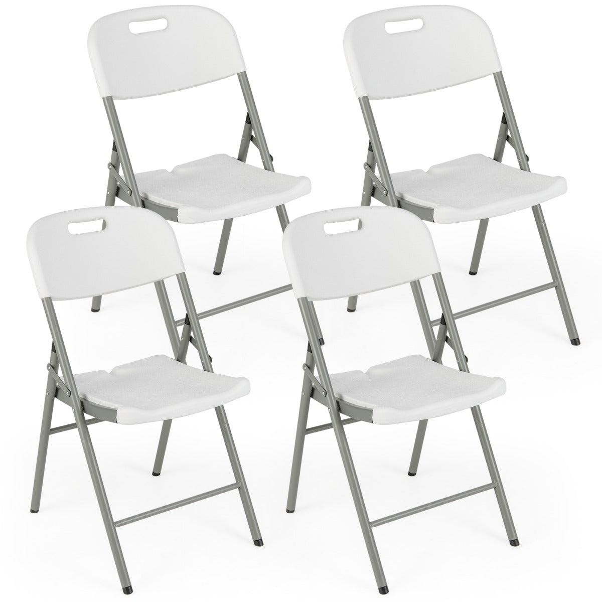 LIVSK Klapstoelen Set van 4 - Ergonomisch - Metalen Frame - Tot 160 kg - Weerbestendig - Inklapbaar - Draagbaar - Wit