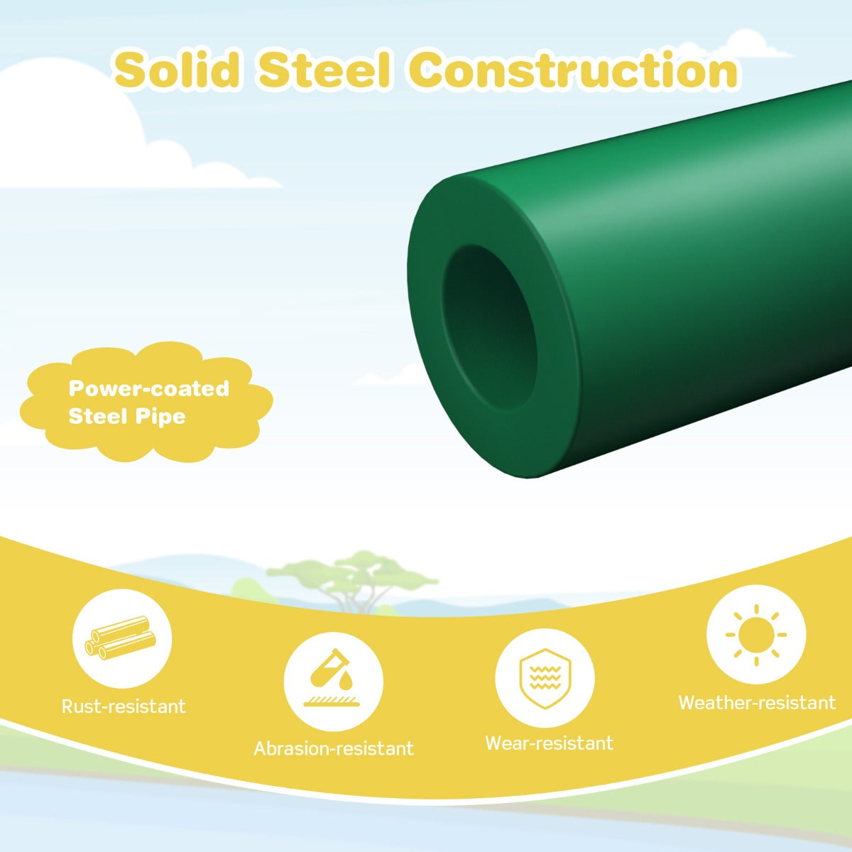 LIVSK Klimkoepel met Glijbaan - Voor Kinderen 3-10 Jaar - Stevige Constructie - Veiligheidsleuningen - Tot 181,5 kg - Groen & Geel