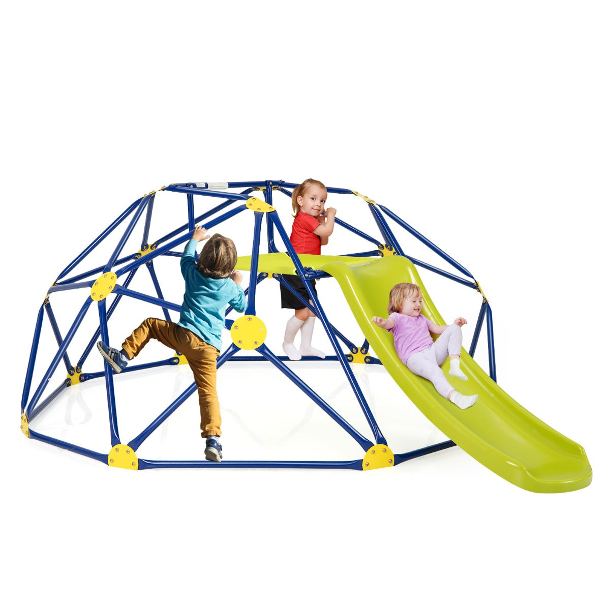 LIVSK Klimkoepel met Glijbaan - Stabiel Metalen Frame - Waterbestendig Platform - Voor 3 Kinderen - 241,5 x 183 x 91,5 cm -