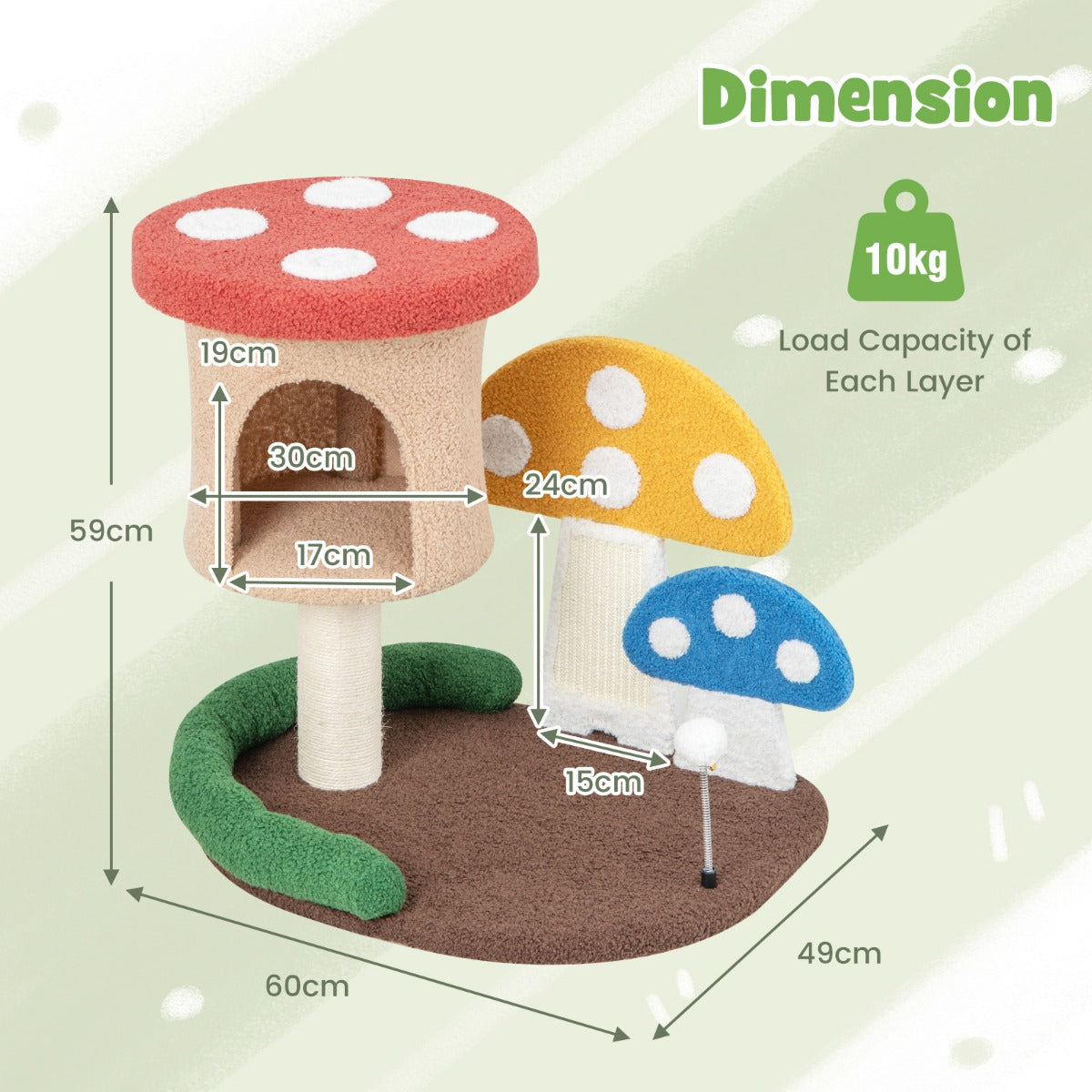 LIVSK Krabpaal met Hol en Observatieplatform - Interactieve Shuttle - Sisalstam en Krabplank - Tot 10 kg - Kleurrijk