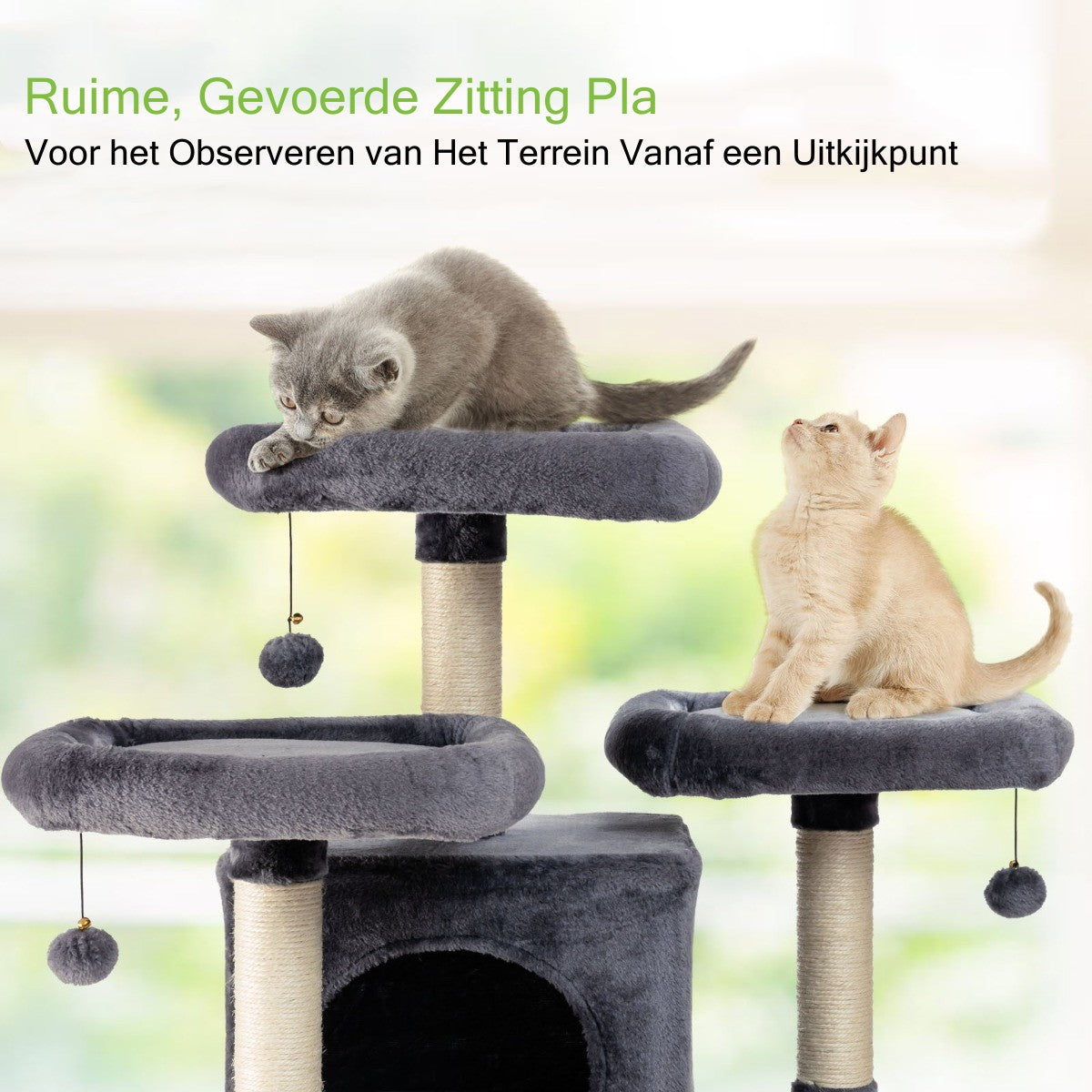 LIVSK Kattenboom met Meerdere Niveaus - Luxe Entertainmentplek - Krabpalen en Zitstokken - Stevige Constructie - 60 x 50 x 170 cm