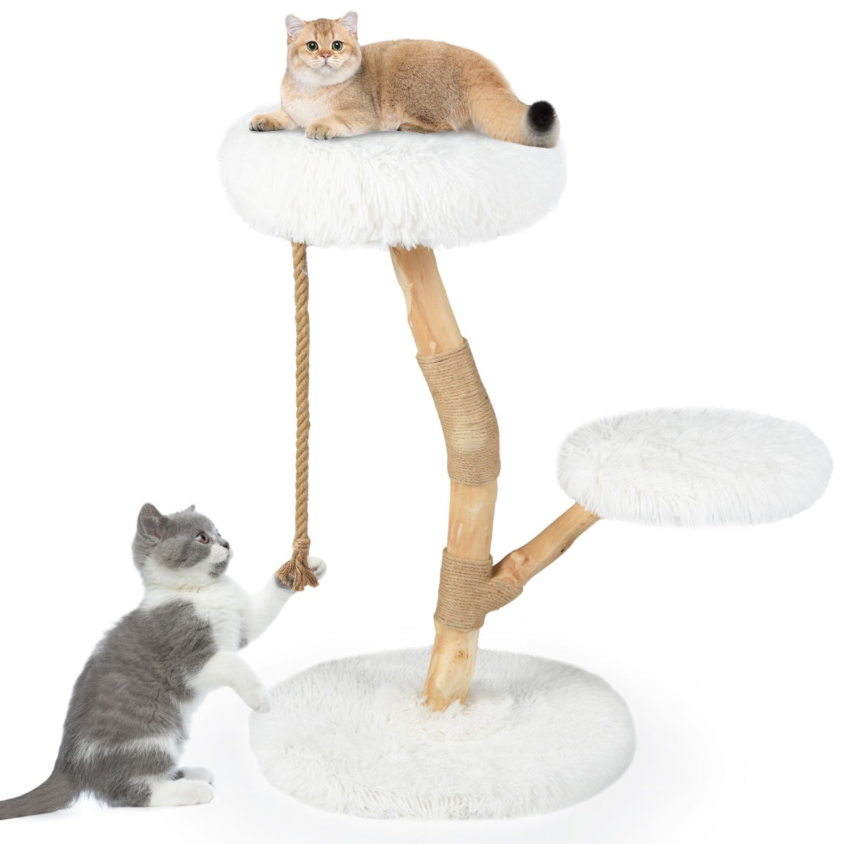 Livsk costway krabpaal moderne houten kattentoren met zitstokken massief houten activiteitencentrum voor katten