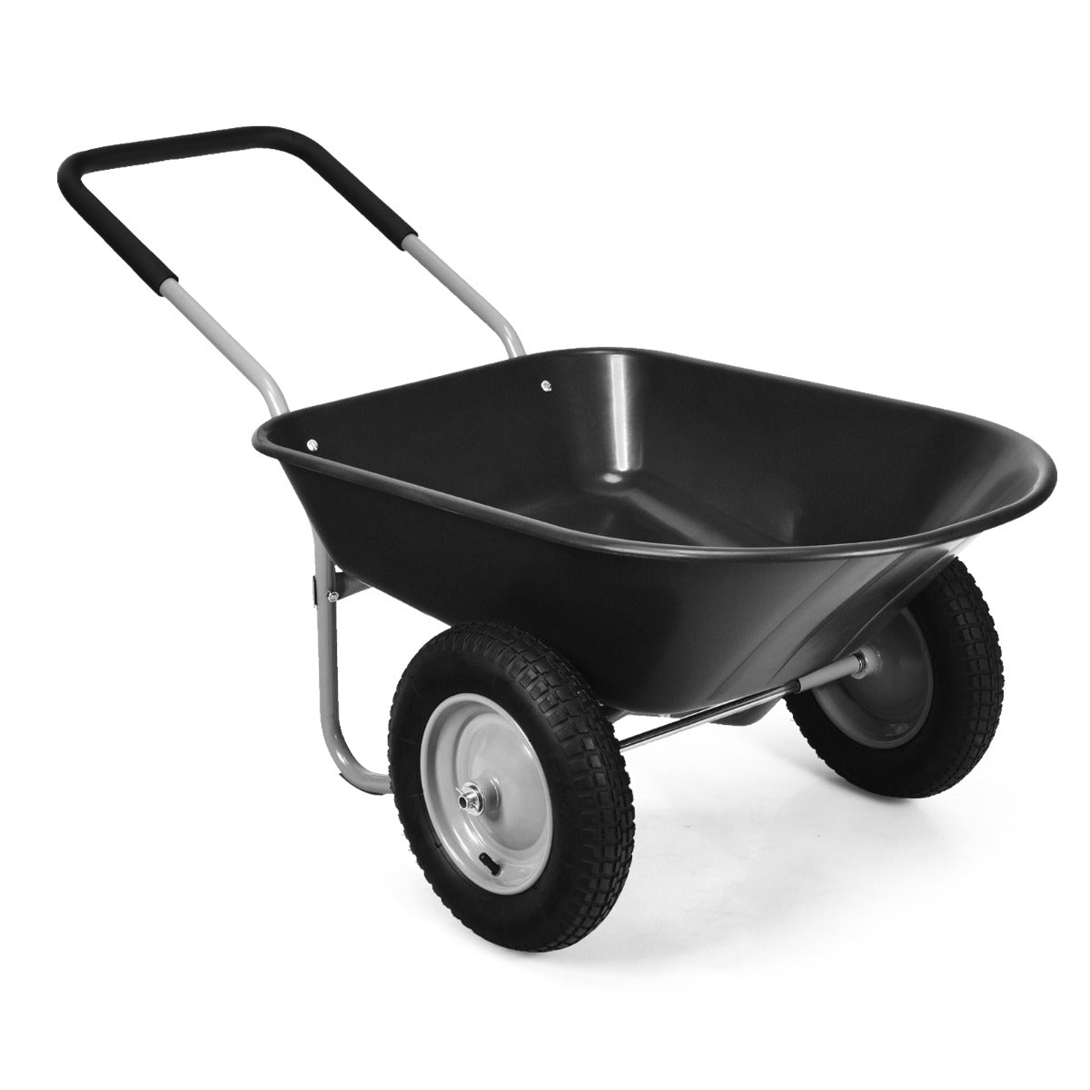 LIVSK Tuinkar met 2 Luchtbanden - Stalen Frame - 100 kg Laadvermogen - Lichtgewicht en Duurzaam - 35,5 cm - Zwart
