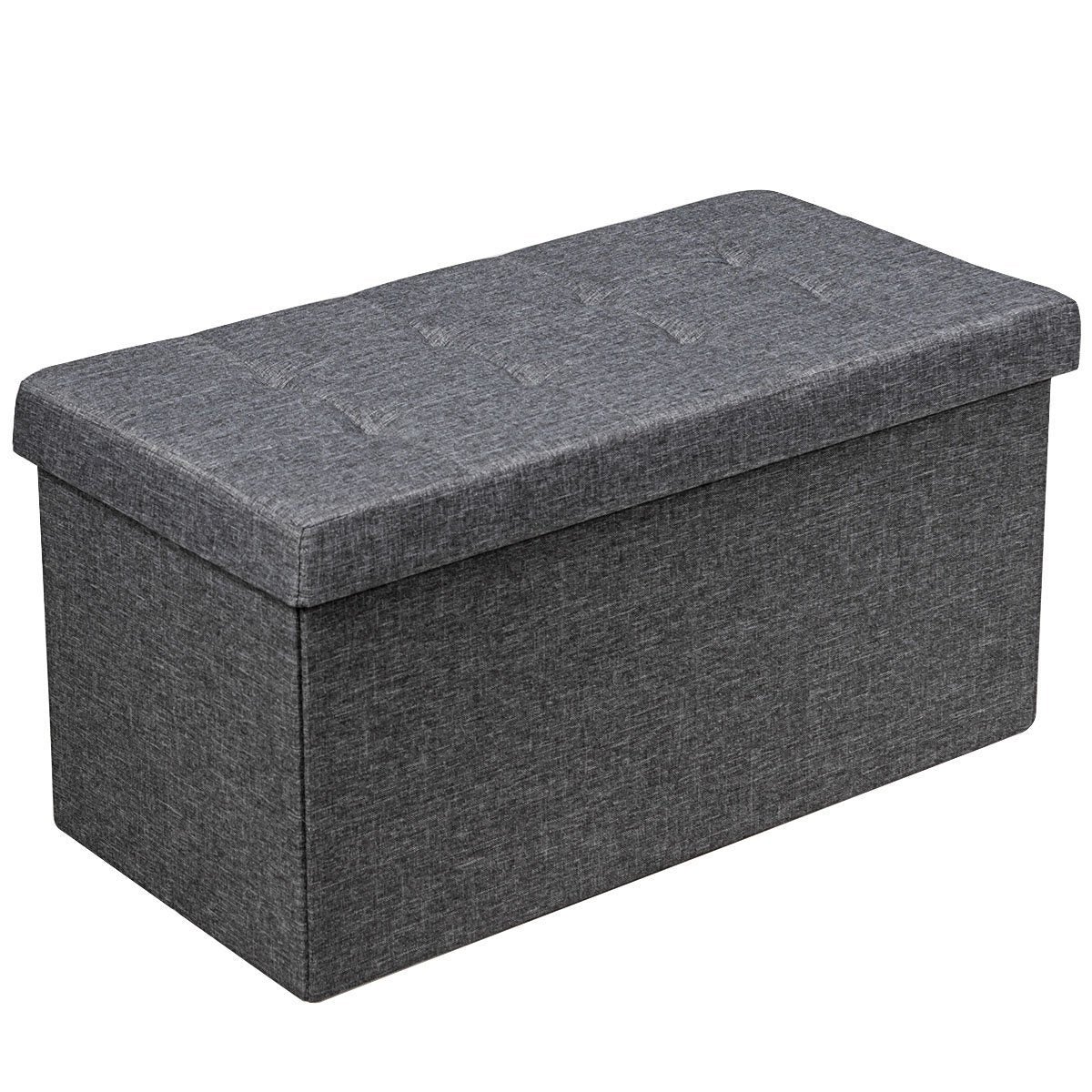 LIVSK Opvouwbare Voetenbank met Opbergruimte - Robuust MDF-frame - Comfortabele Bekleding - Eenvoudig Inklapbaar - Donkergrijs