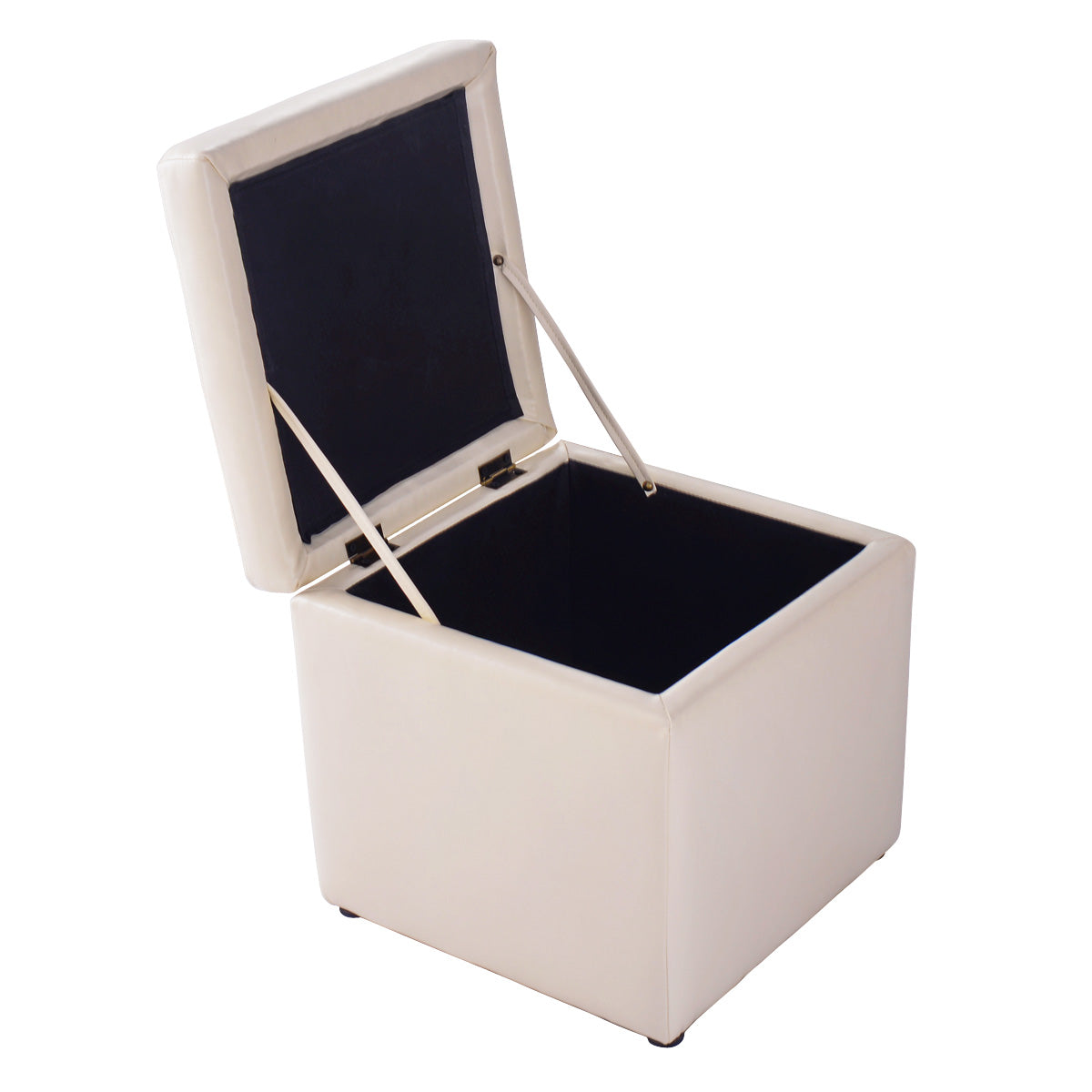 LIVSK Opbergpoef met Veiligheidsscharnieren - Comfortabele Zitting - Ruim Compartiment - Tot 150 kg - 40 x 40 x 40 cm - Grijs