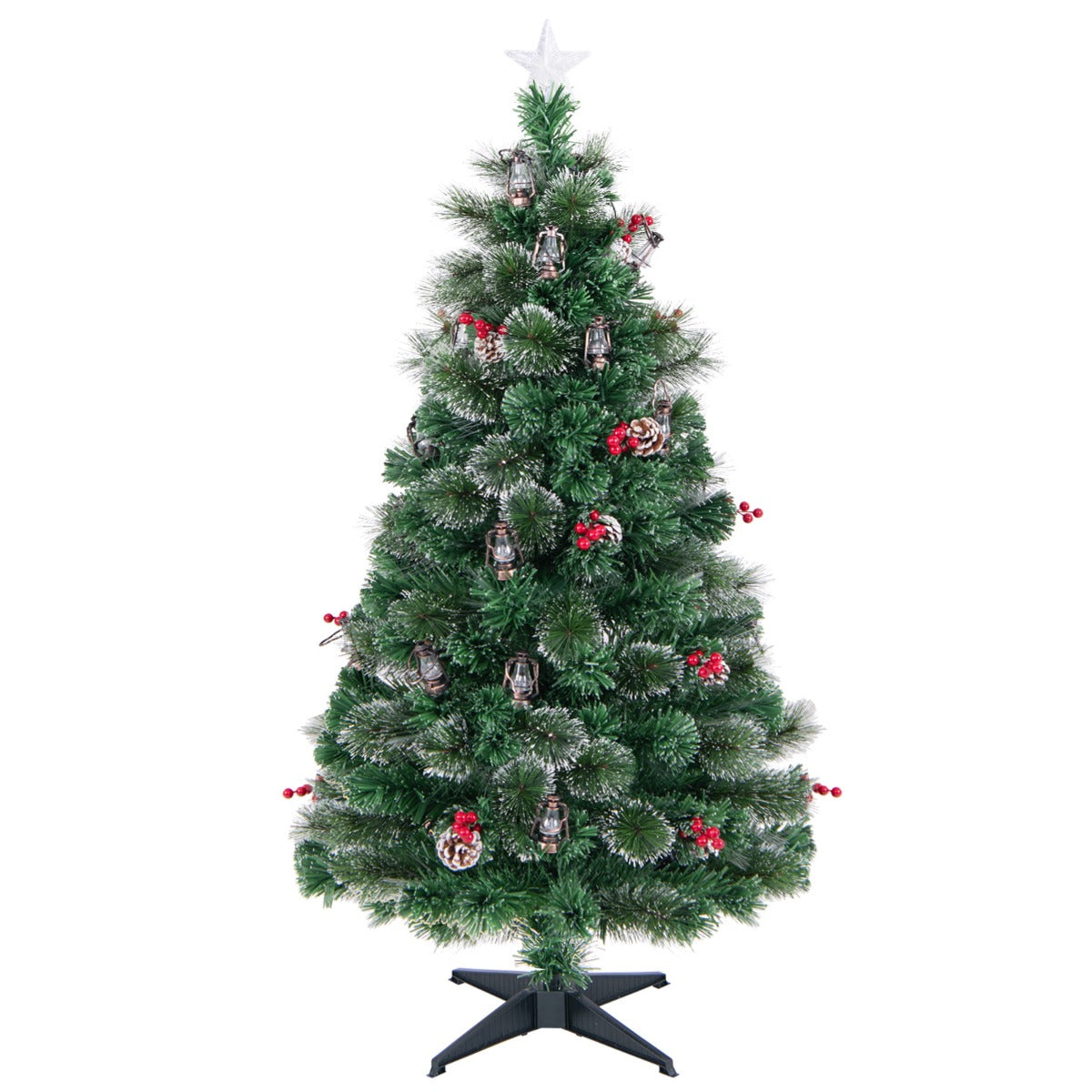 LIVSK Kunstkerstboom - Realistisch Ontwerp met Besneeuwde Dennennaalden - 8 Verlichtingsstanden - Warmwitte LED's - Groen en Wit