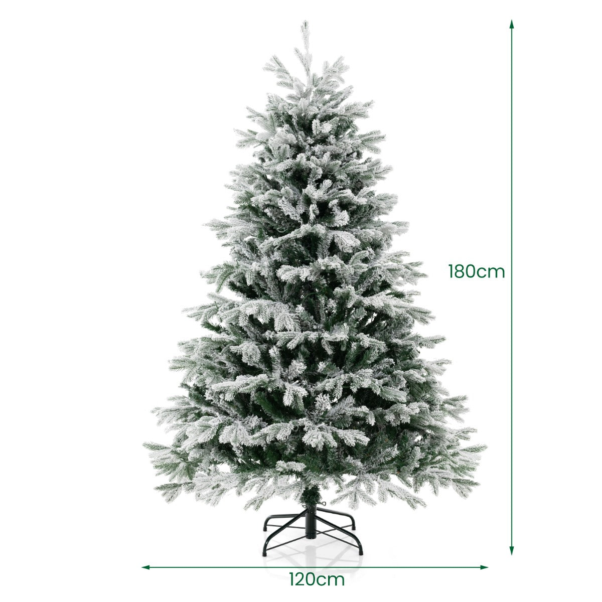 LIVSK Kunstkerstboom 180 cm - 1022 Besneeuwde Takken - 350 Warmwitte Ledlampen - Eenvoudige Opbouw - Groen & Wit