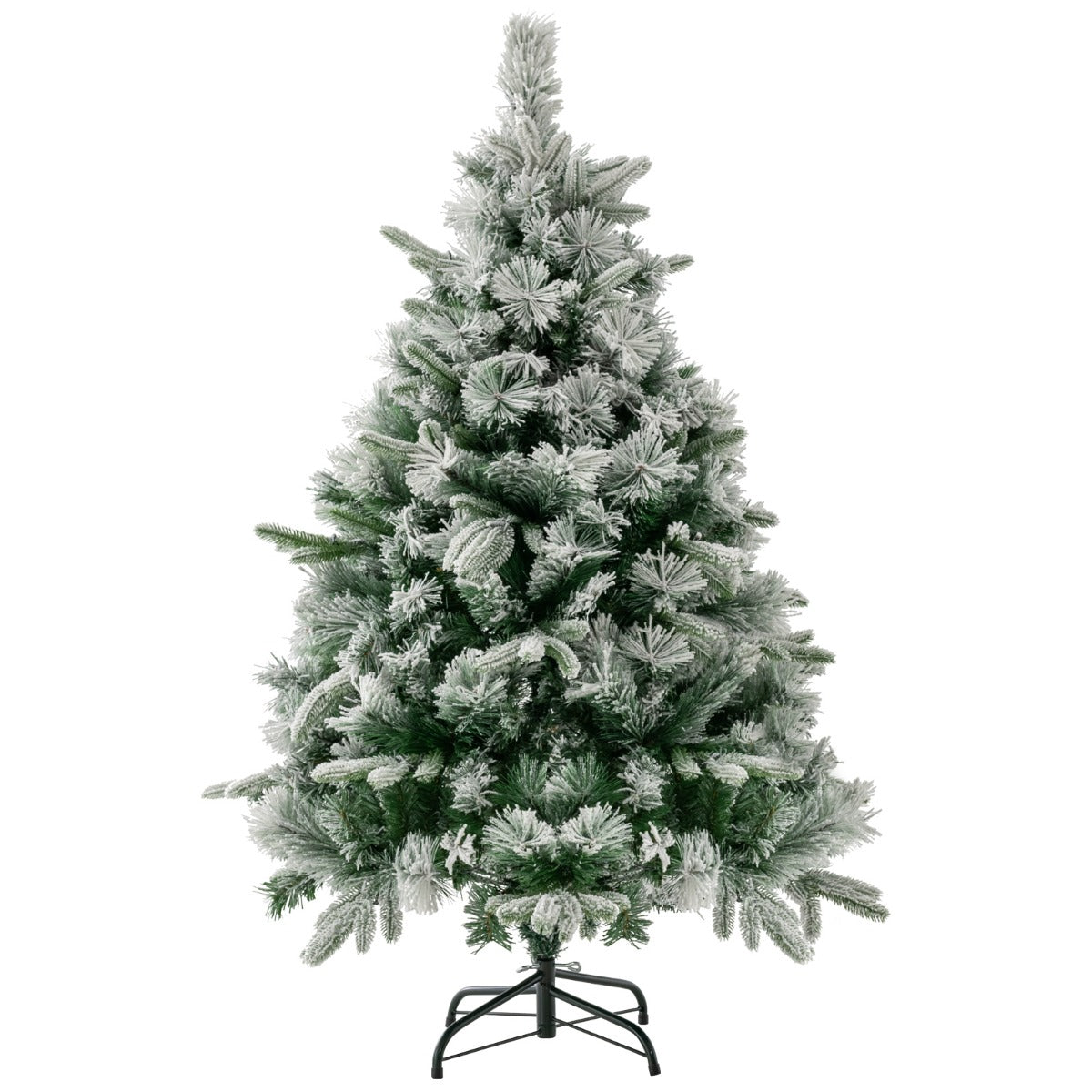 LIVSK Kunstkerstboom 136 cm - 384 takpunten - 150 Warmwitte LED-lampen - Brandwerend PE en PVC - Inklapbaar Frame - Wit en groen